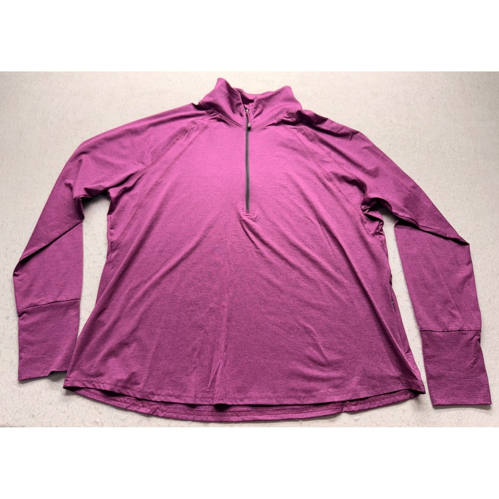 Eddie Bauer Womens 2XL Purple Space Dye Quarter Zip Thumbhole Active Pullover